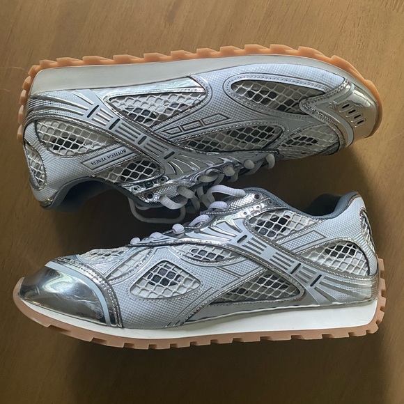 Bottega Veneta Shoes - Bottega Veneta Orbit Sneaker Silver/White Sz 41